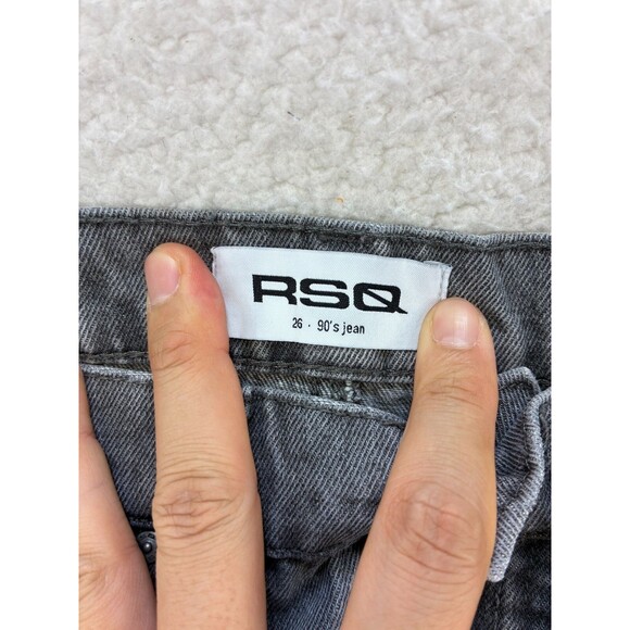 RSQ 90s High Rise Straight Jeans Womens 26 Gray Distressed Y2K Grunge Denim - Picture 10 of 15